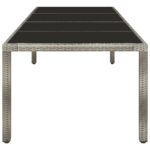 Table de jardin gris 250x100x75 cm Verre trempé et poly rotin – Image 2