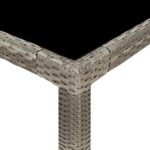 Table de jardin gris 250x100x75 cm Verre trempé et poly rotin – Image 3