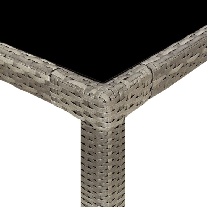 Table de jardin gris 250x100x75 cm Verre trempé et poly rotin – Image 3