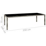 Table de jardin gris 250x100x75 cm Verre trempé et poly rotin – Image 4