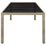 Table de jardin Beige 250x100x75 cm Verre trempé et poly rotin – Image 2