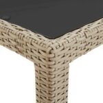 Table de jardin Beige 250x100x75 cm Verre trempé et poly rotin – Image 3