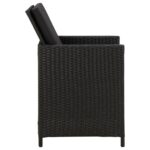 Chaises de jardin avec coussins lot de 4 Résine tressée Noir – Image 3