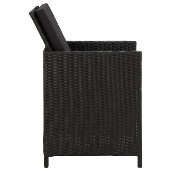 Chaises de jardin avec coussins lot de 4 Résine tressée Noir – Image 3