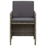 Chaises de jardin avec coussins lot de 4 Résine tressée Gris – Image 2
