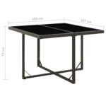 Table de jardin Noir 109x107x74 cm Résine tressée et verre – Image 4