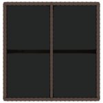 Table de jardin Marron 109x107x74 cm Résine tressée et verre – Image 3