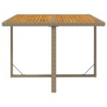 Table de jardin Beige 109x107x74 cm Résine tressée bois massif – Image 2
