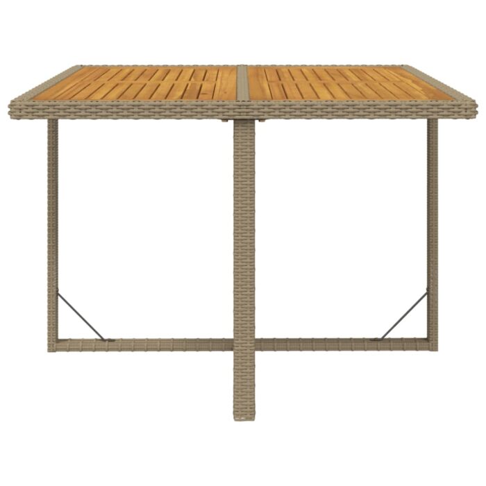 Table de jardin Beige 109x107x74 cm Résine tressée bois massif – Image 2