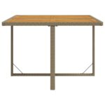 Table de jardin Beige 109x107x74 cm Résine tressée bois massif – Image 3