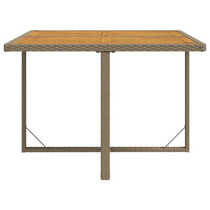 Table de jardin Beige 109x107x74 cm Résine tressée bois massif – Image 3