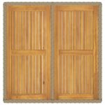 Table de jardin Beige 109x107x74 cm Résine tressée bois massif – Image 4