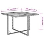 Table de jardin Beige 109x107x74 cm Résine tressée bois massif – Image 6
