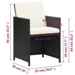 Chaises à manger de jardin et coussins lot de 4 noir poly rotin – Image 10