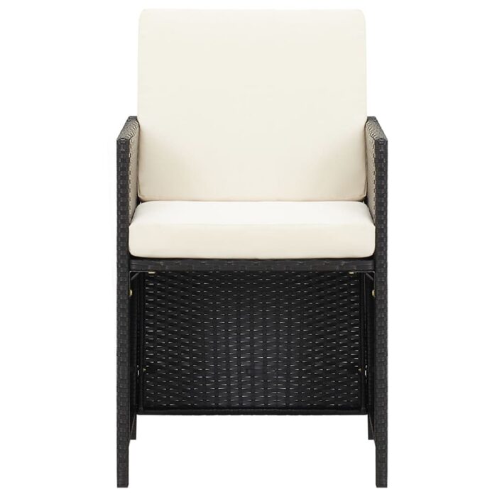Chaises à manger de jardin et coussins lot de 4 noir poly rotin – Image 2