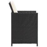 Chaises à manger de jardin et coussins lot de 4 noir poly rotin – Image 3