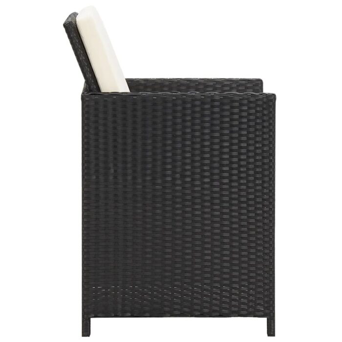 Chaises à manger de jardin et coussins lot de 4 noir poly rotin – Image 3