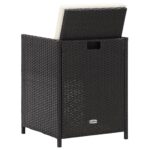 Chaises à manger de jardin et coussins lot de 4 noir poly rotin – Image 4