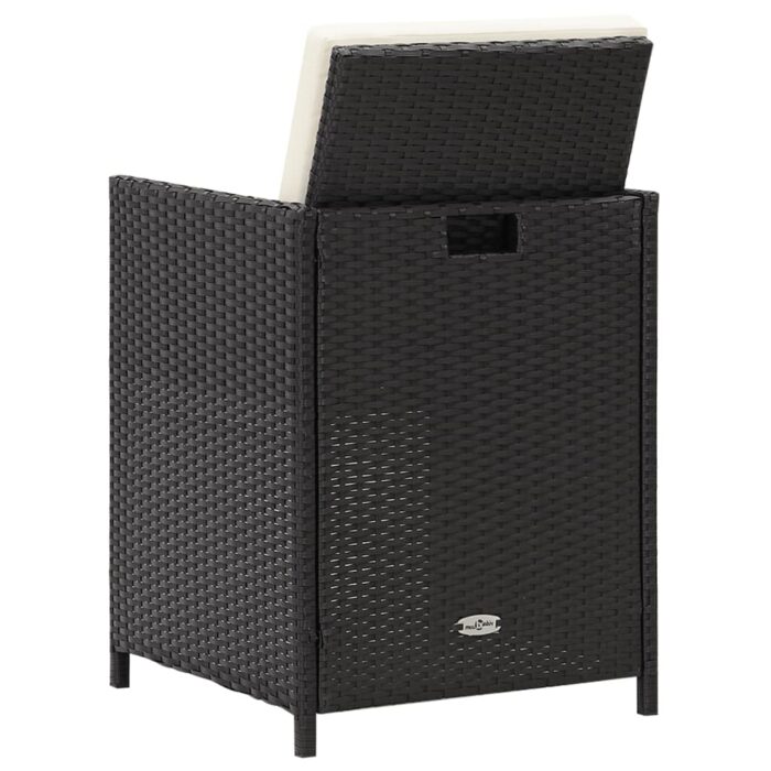 Chaises à manger de jardin et coussins lot de 4 noir poly rotin – Image 4