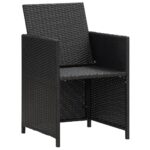Chaises à manger de jardin et coussins lot de 4 noir poly rotin – Image 5