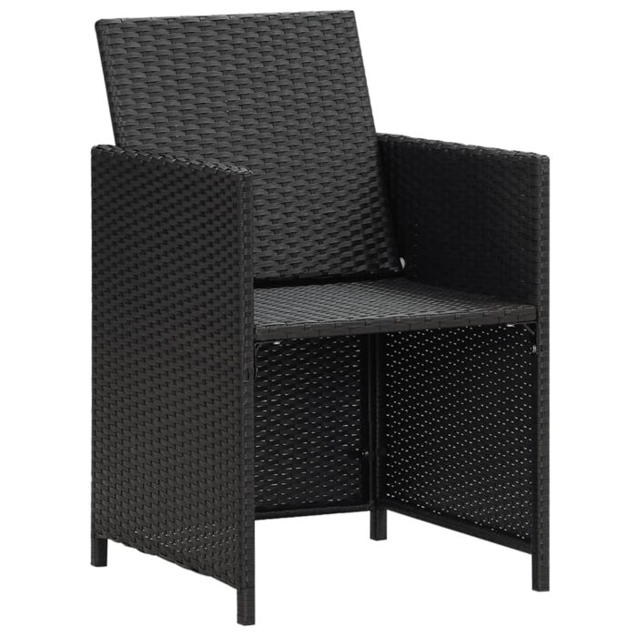Chaises à manger de jardin et coussins lot de 4 noir poly rotin – Image 5