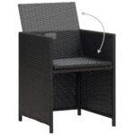 Chaises à manger de jardin et coussins lot de 4 noir poly rotin – Image 6