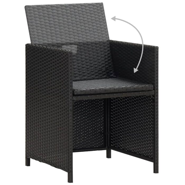 Chaises à manger de jardin et coussins lot de 4 noir poly rotin – Image 6