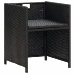 Chaises à manger de jardin et coussins lot de 4 noir poly rotin – Image 7
