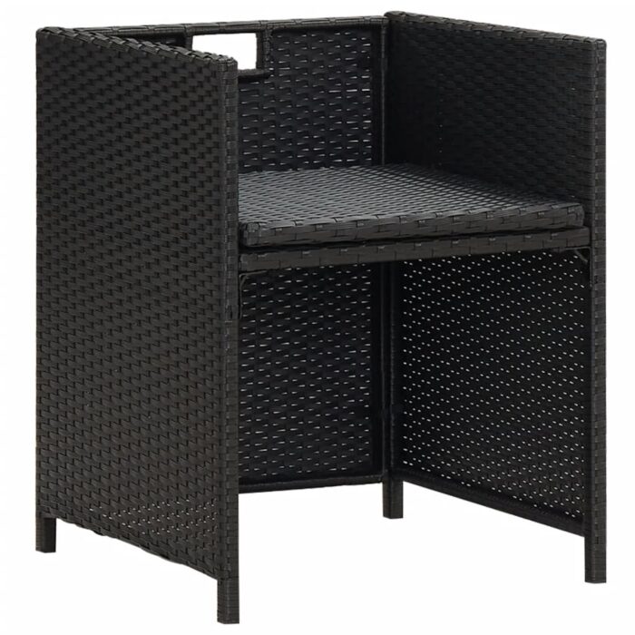 Chaises à manger de jardin et coussins lot de 4 noir poly rotin – Image 7