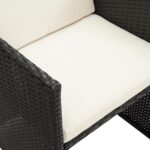 Chaises à manger de jardin et coussins lot de 4 noir poly rotin – Image 9