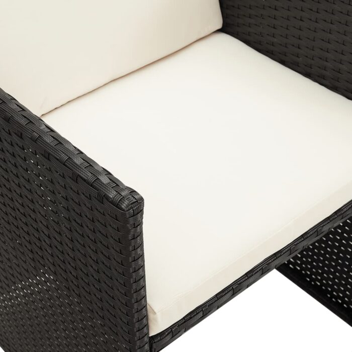 Chaises à manger de jardin et coussins lot de 4 noir poly rotin – Image 9