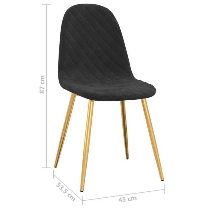 Chaises à manger lot de 6 noir velours – Image 7