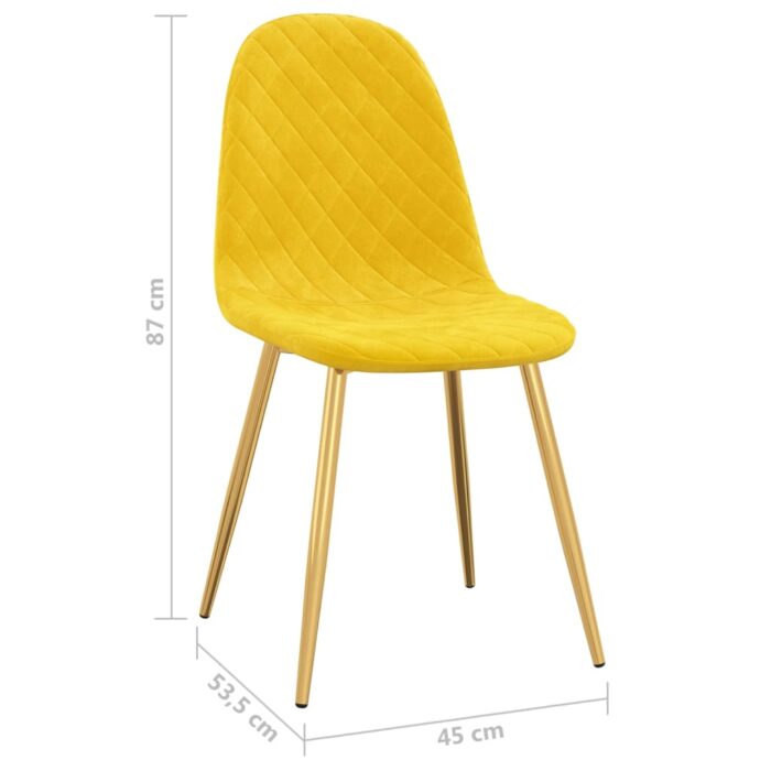 Chaises à manger lot de 6 Jaune moutarde Velours – Image 7