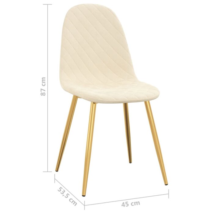 Chaises à manger lot de 6 blanc crème velours – Image 7