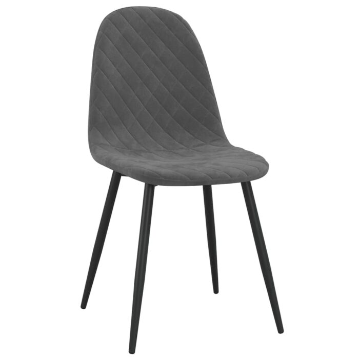Chaises à manger lot de 6 gris foncé velours – Image 2