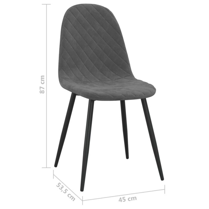 Chaises à manger lot de 6 gris foncé velours – Image 7