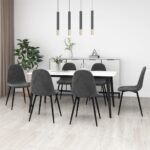 Chaises à manger lot de 6 gris foncé velours