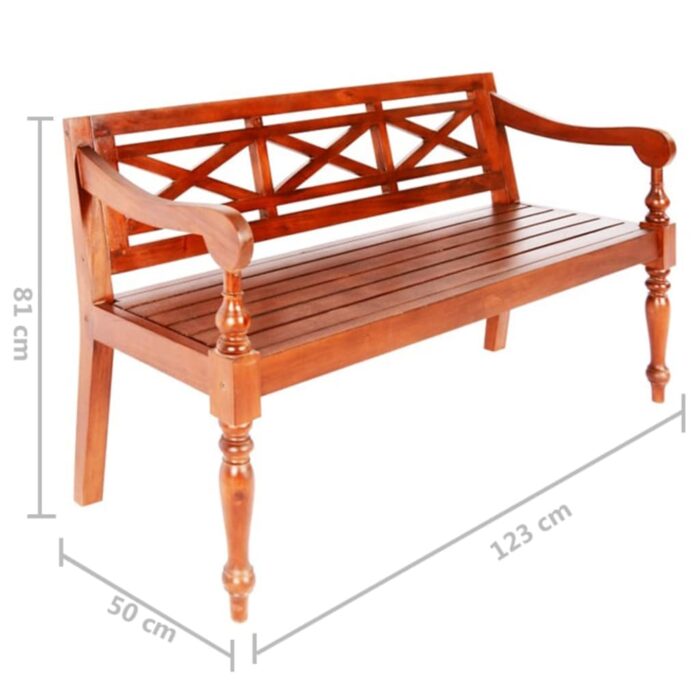 Banc Batavia 123 cm Bois d'acajou massif Marron foncé – Image 5
