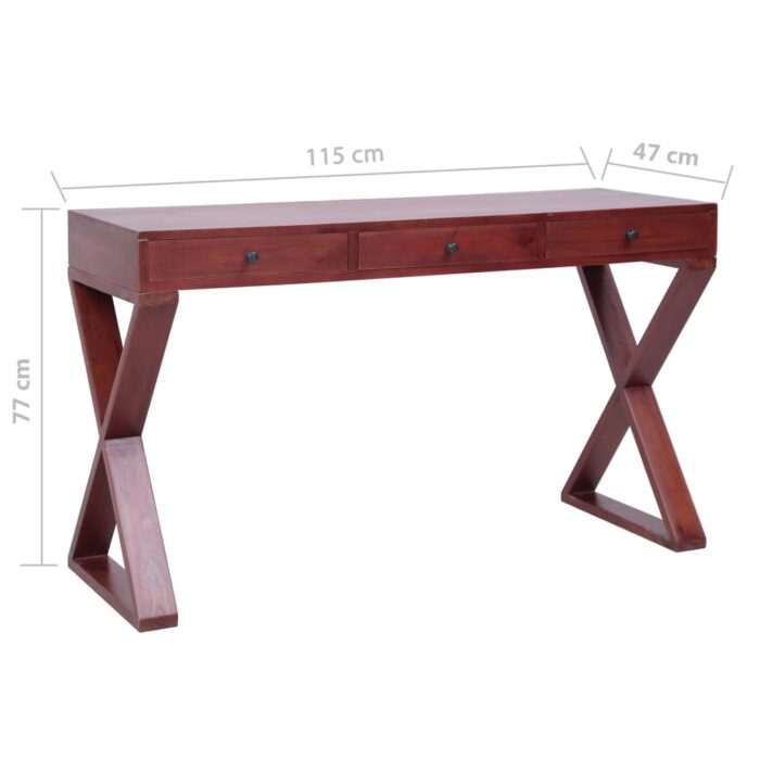 Bureau d'ordinateur Marron 115x47x77 cm Bois d'acajou massif – Image 7