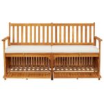 Banc de rangement avec coussin 148 cm Bois d'acacia solide – Image 2