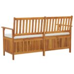 Banc de rangement avec coussin 148 cm Bois d'acacia solide – Image 4