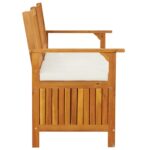 Banc de rangement avec coussin 148 cm Bois d'acacia solide – Image 5