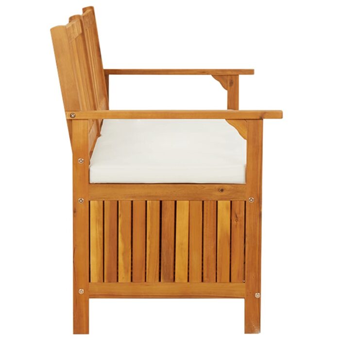 Banc de rangement avec coussin 148 cm Bois d'acacia solide – Image 5
