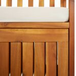 Banc de rangement avec coussin 148 cm Bois d'acacia solide – Image 6