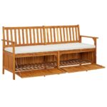 Banc de rangement avec coussin 170 cm Bois d'acacia solide – Image 2
