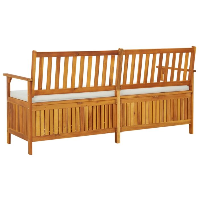 Banc de rangement avec coussin 170 cm Bois d'acacia solide – Image 3