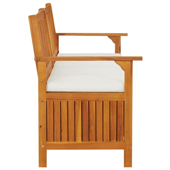 Banc de rangement avec coussin 170 cm Bois d'acacia solide – Image 4