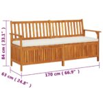 Banc de rangement avec coussin 170 cm Bois d'acacia solide – Image 7