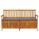 Banc de rangement avec coussin 148 cm Bois d'acacia solide – Image 2