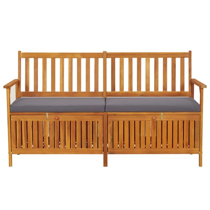 Banc de rangement avec coussin 148 cm Bois d'acacia solide – Image 2